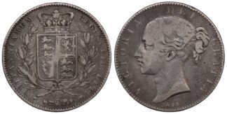 Great Britain 1844 Crown Victoria Young Head Cinquefoil Stops S-3882 Silver Coin