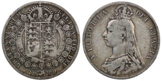Great Britain 1889 Halfcrown Victoria Jubilee Head S-3924 Sterling Silver Coin
