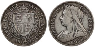 Great Britain 1895 Halfcrown Victoria Jubilee Head S-3938 Sterling Silver Coin