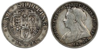 Great Britain 1895 Shilling Victoria Old Head S-3940A Sterling Silver Coin