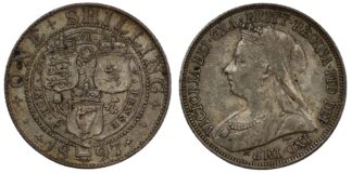 Great Britain 1897 Shilling Victoria Old Head S-3940A Sterling Silver Coin