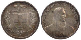 Switzerland 1923-B 5 Francs KM#37 World Silver Coin