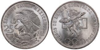 Mexico 1968 Mo 25 Pesos KM# 479.1 Type 1 World Silver Coin