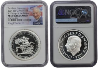 NGC Graded PF69DCAM Great Britain 2024 £5 Great Engravers Proof Coin 2oz