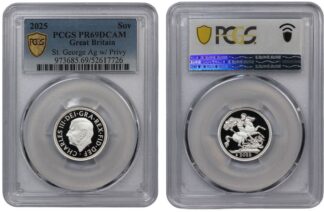 PCGS PR69DCAM Great Britain 2025 Proof Silver Sovereign Charles III Coin