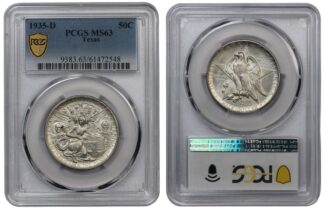 PCGS Graded MS63 USA 1935-D Texas Half Dollar 50C Commemorative Silver Coin