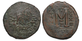 Byzantine Bronze Follis Justinian I AD559-560 Sear 201