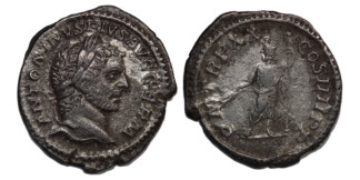 Ancient Roman Silver Denarius Caracalla AD217 RIC 289c
