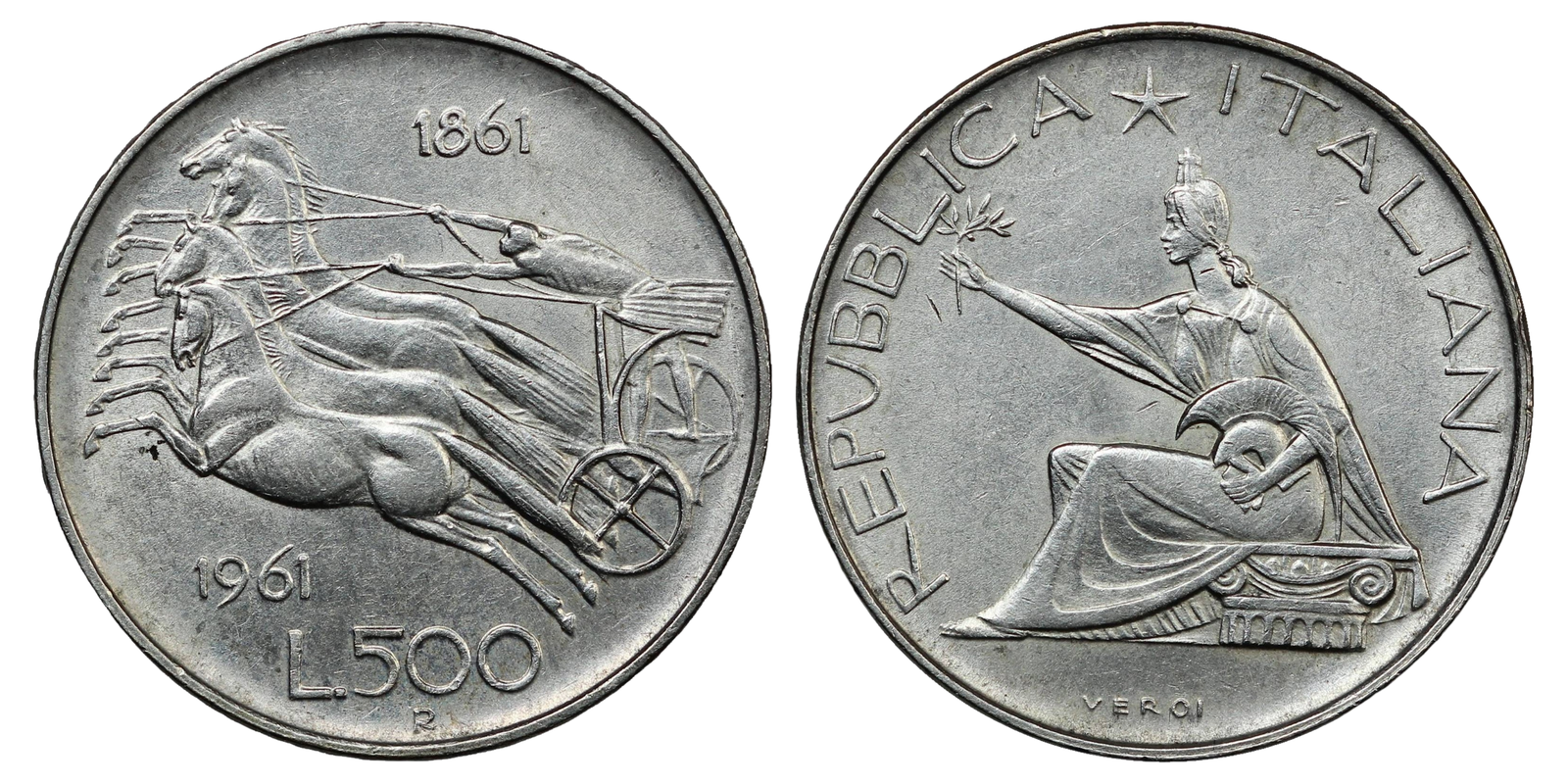 Italian Republic Silver 500 lire 1961 KM#99 World Coin