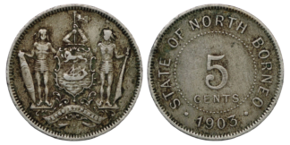 British North Borneo 5 cents 1903-H KM#5