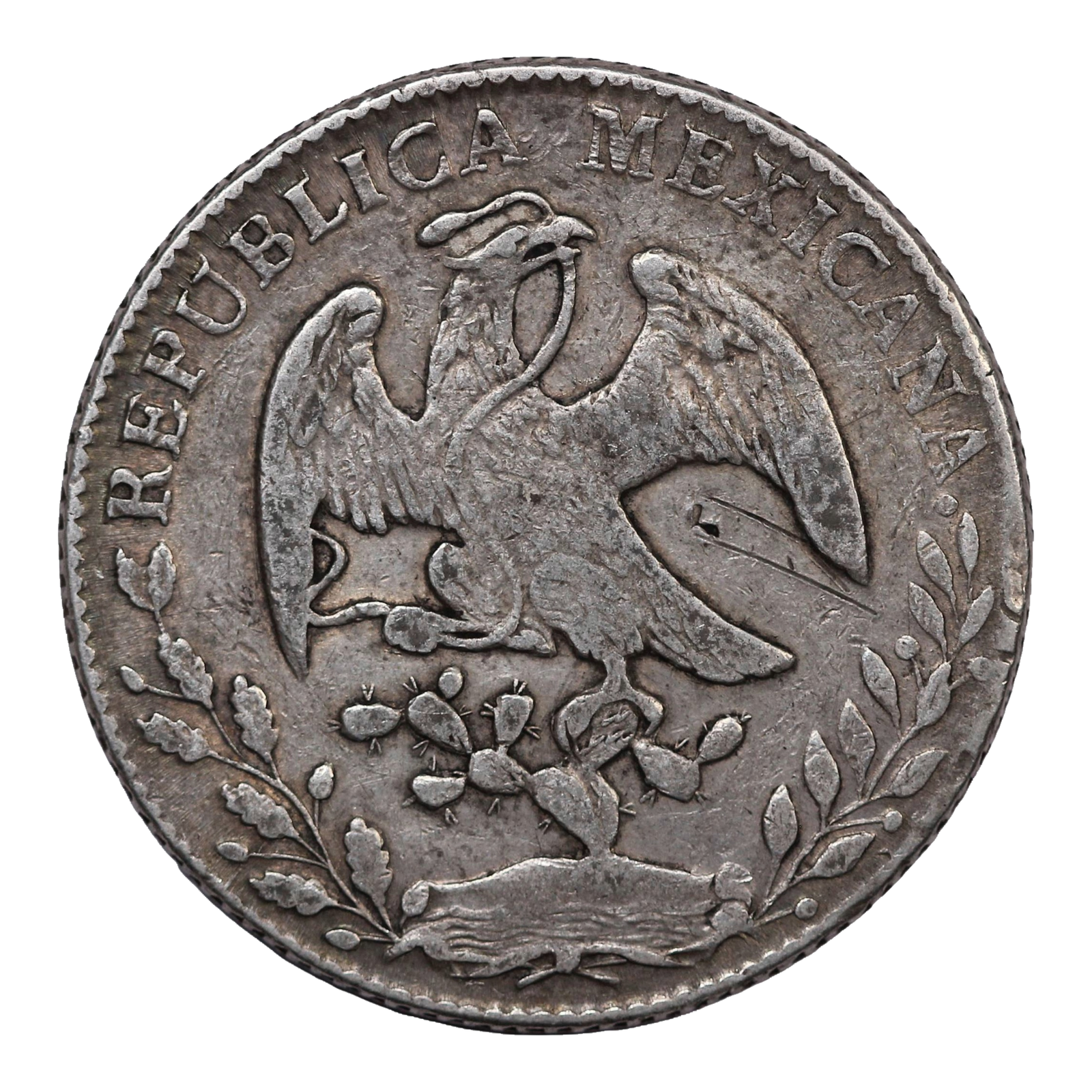 Mexico Silver 8 reales Republican issue 1863 KM 377.8 World Coin - Image 3