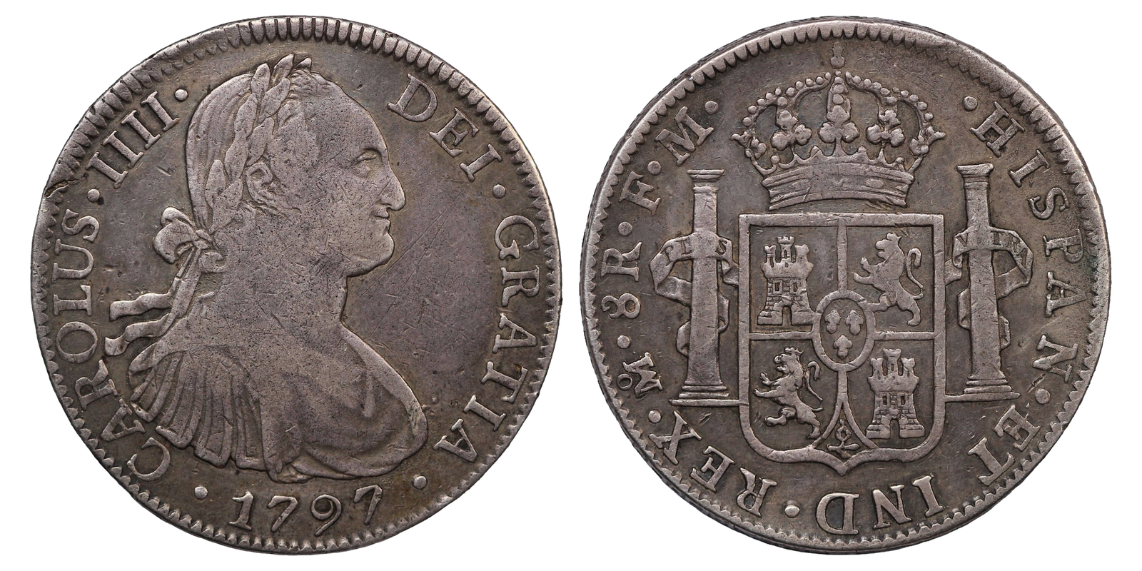 Mexico Silver 8 reales Charles IV of Spain 1797 KM# 109 World Coin