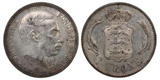 Denmark Silver 1 Krone Christian X 1915 Denmark KM# 819