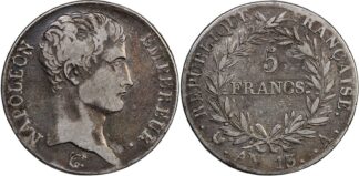 France Empire AN 13 (1804) 5 Franc Napoleon I KM# 662.1 Silver Coin - Scarce