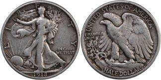USA 1918-S Walking Liberty Half Dollar 50C San Francisco Silver Coin Better Date