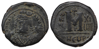 Ancient Coin Byzantine Follis Maurice AD582-602 Sear 533