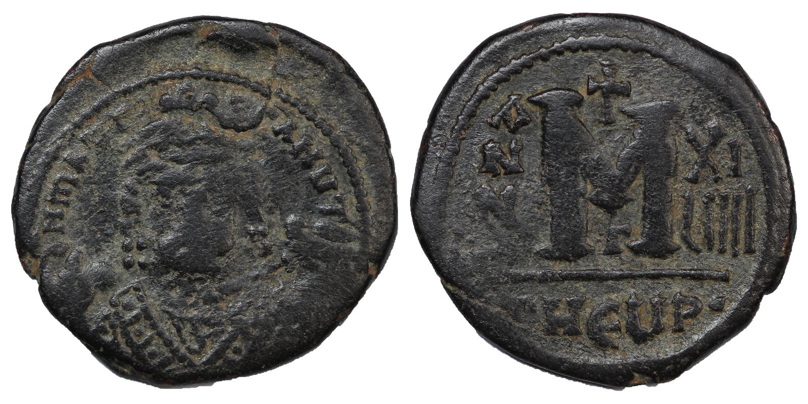 Ancient Coin Byzantine Follis Maurice AD582-602 Sear 533