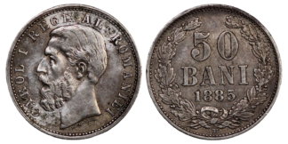Kingdom of Romania Silver 50 Bani Carol I 1885 KM 21 Rare World Silver Coin