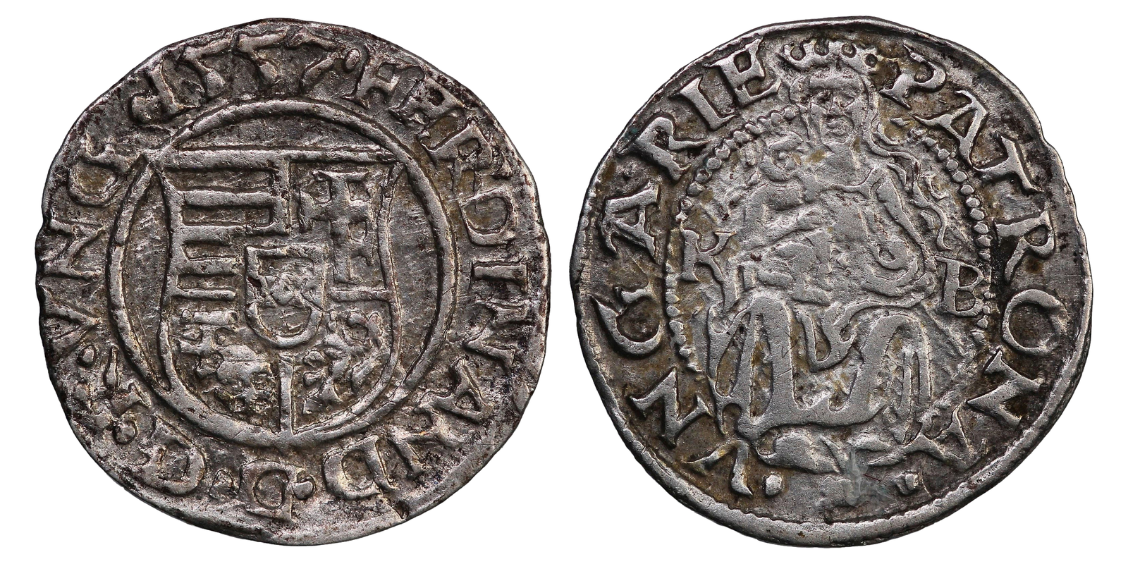 Kingdom of Hungary Silver Denar Ferdinand I 1557 Huszár (1979) 935