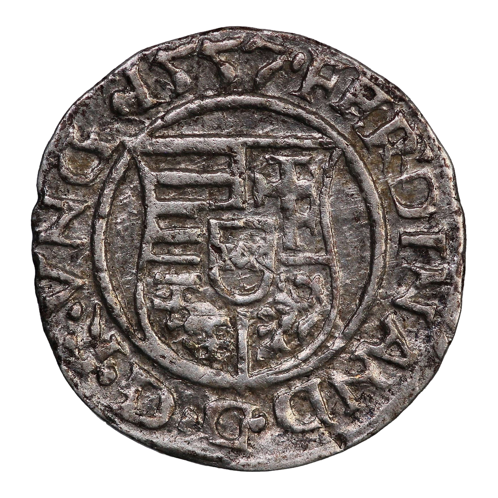 Kingdom of Hungary Silver Denar Ferdinand I 1557 Huszár (1979) 935 - Image 2