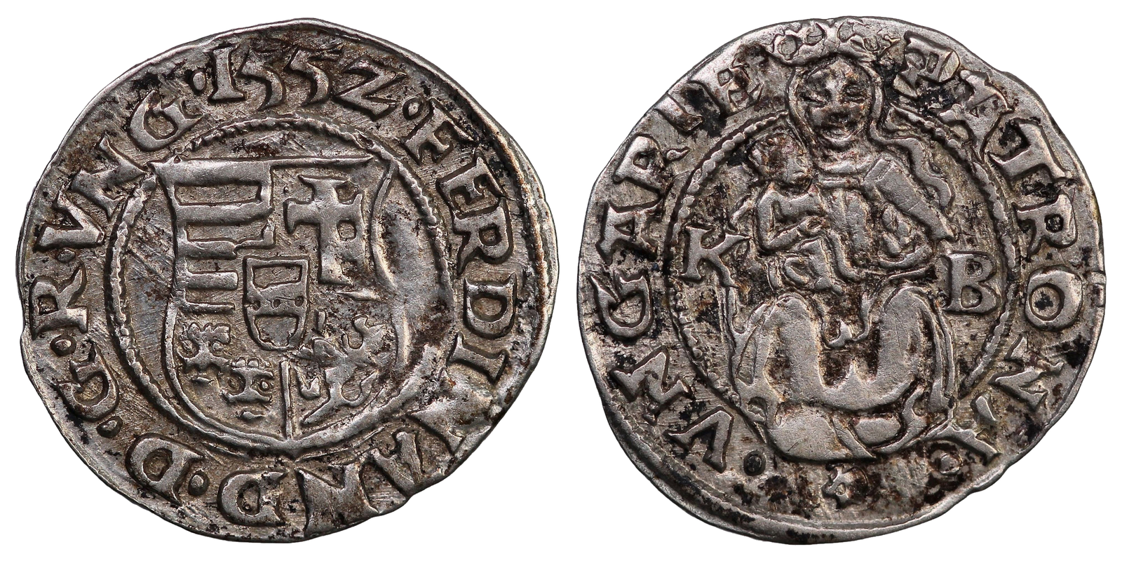 Kingdom of Hungary Silver Denar Ferdinand I 1552 Huszár (1979) 935
