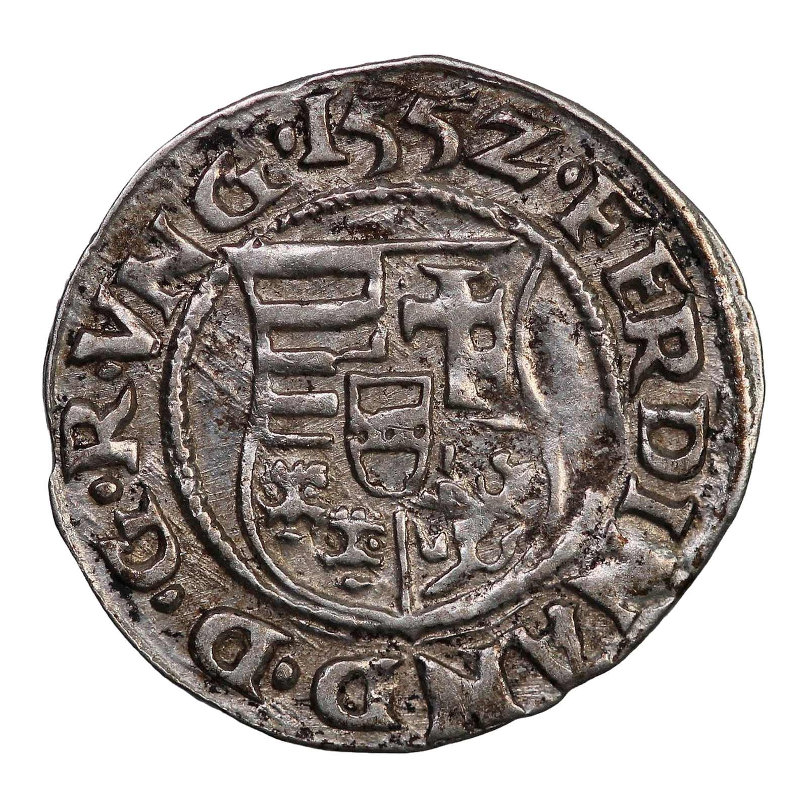 Kingdom of Hungary Silver Denar Ferdinand I 1552 Huszár (1979) 935 - Image 2