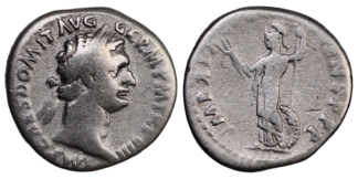 Ancient Roman Silver Denarius Domitian AD 92-93