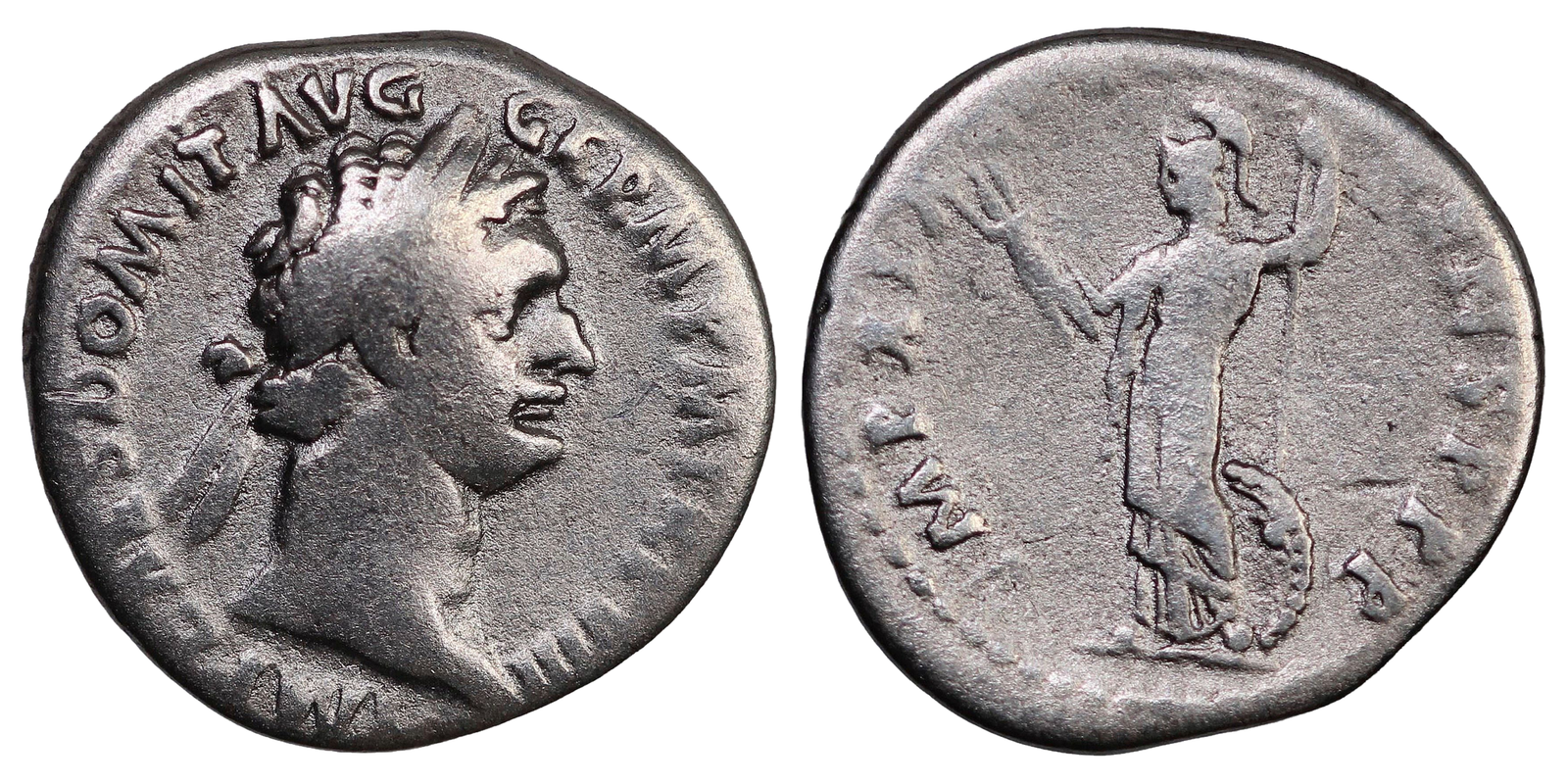 Ancient Roman Silver Denarius Domitian AD 92-93