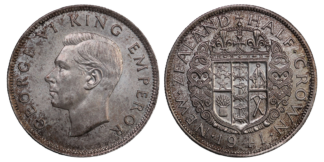 New Zealand Silver Half Crown George VI 1941 KM# 11