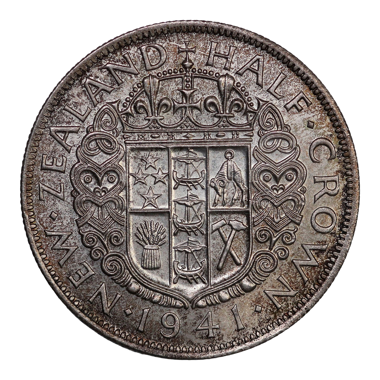 New Zealand Silver Half Crown George VI 1941 KM# 11 - Image 3