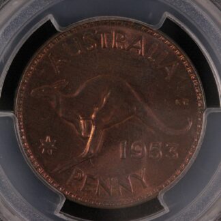PCGS Graded MS64RB - Australia 1953(m) 1D Penny Uncirculated Coin
