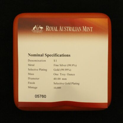2003 Australia $1 Kangaroo Silver Dollar - 1oz Gold Plated Silver Proof Coin - Image 4