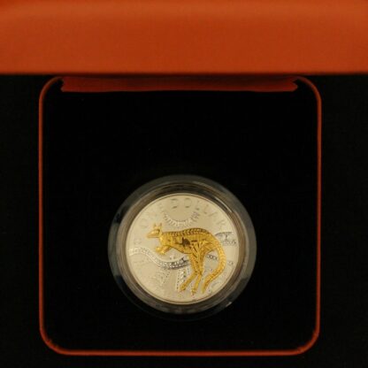 2003 Australia $1 Kangaroo Silver Dollar - 1oz Gold Plated Silver Proof Coin