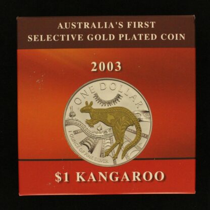 2003 Australia $1 Kangaroo Silver Dollar - 1oz Gold Plated Silver Proof Coin - Image 7