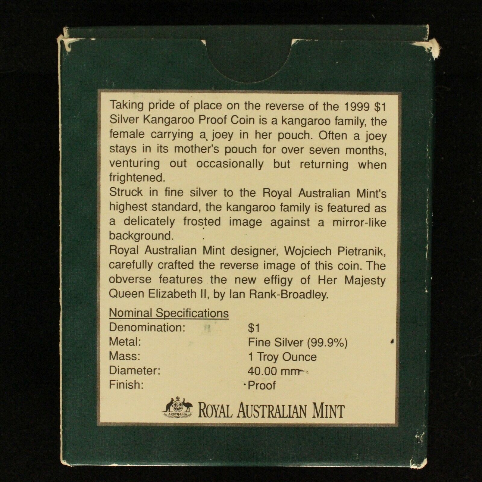 1999 Australia $1 Kangaroo Silver Dollar - 1oz Silver Proof Coin - Image 5