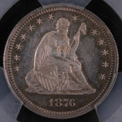 PCGS Graded PR63 United States 1876 Seated Liberty Quarter 25C Proof Silver Coin