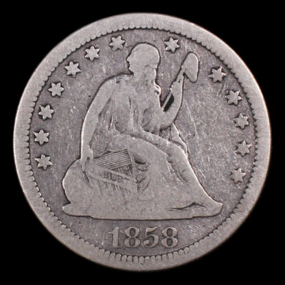 1858 United States Seated Liberty Quarter 25 Cents