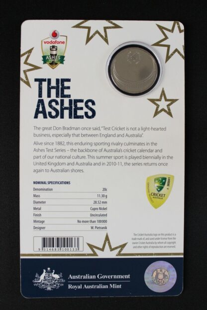 2011 20 Cent Uncirculated Coin - The Ashes Test Series - Image 2