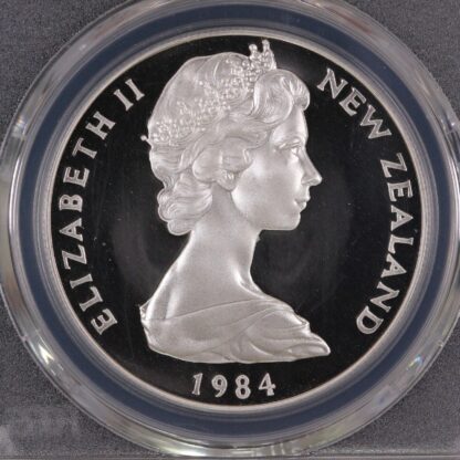 PCGS Graded PR67DCAM - New Zealand 1984 $1 Black Robin Proof Silver Coin - Image 2